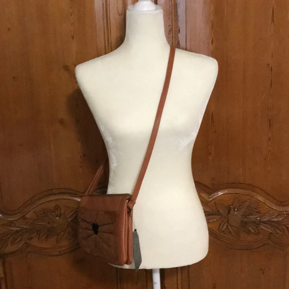Leather (faux) Crossbody with Furry Face Detail